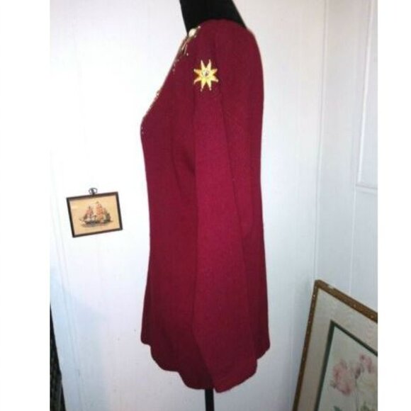 VTG sweater Red gold Embellished Ornate retro - Picture 4 of 8